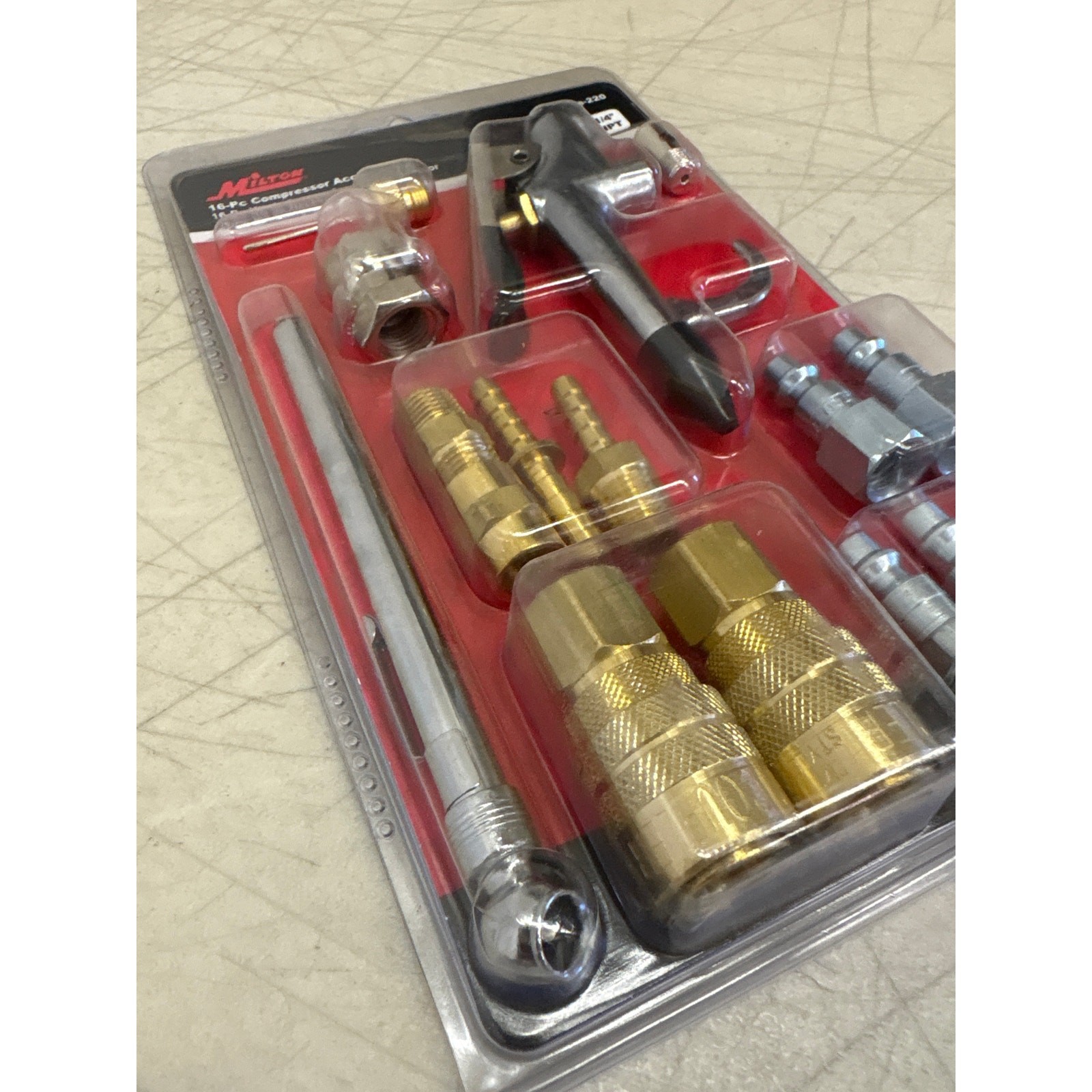 Milton Industries M Style 1/4″ NPT Compressor Starter Kit – 16 Piece, Air Tools