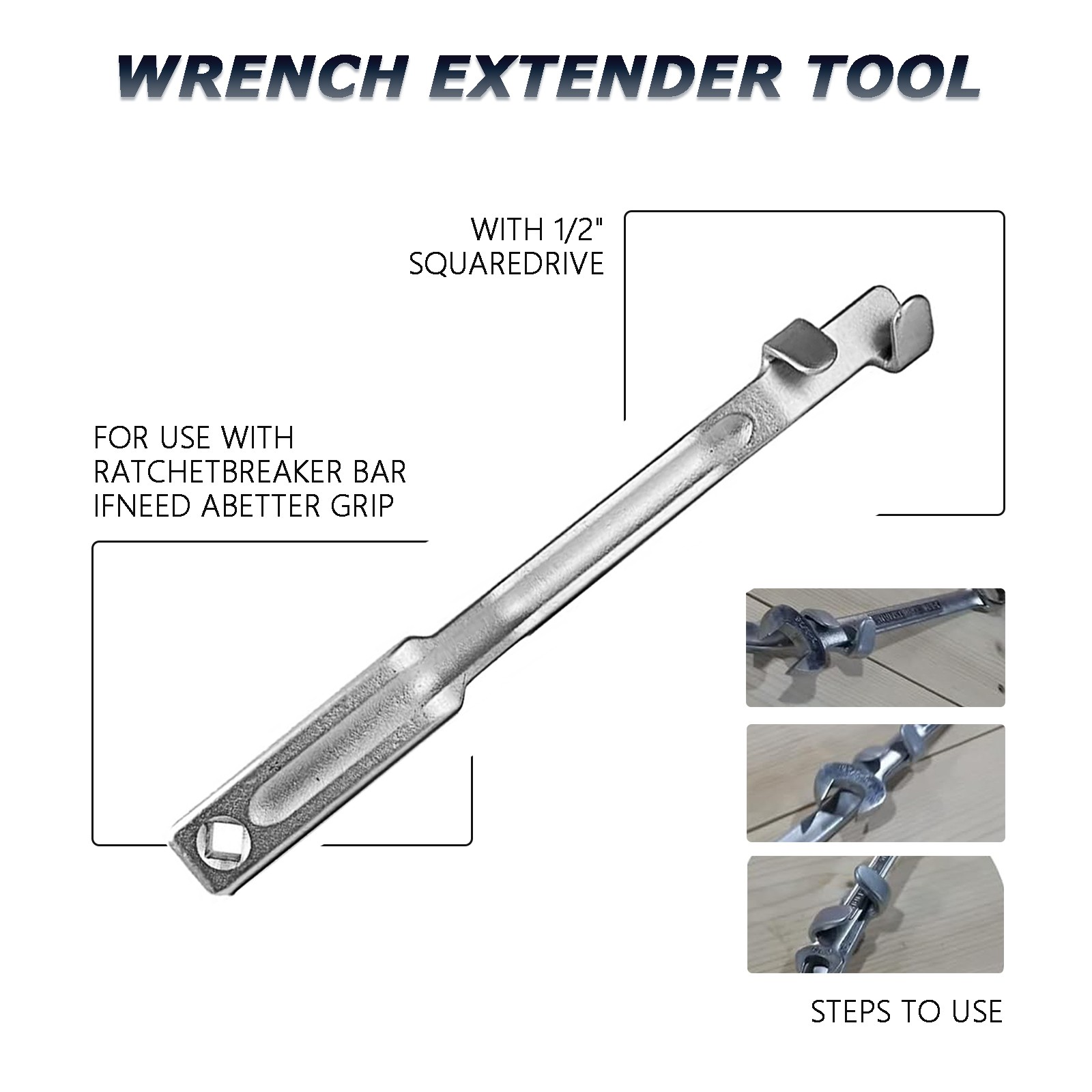 Portable Universal Spanner Extension Tool 1/2″ Square Drive with Adapter 335mm