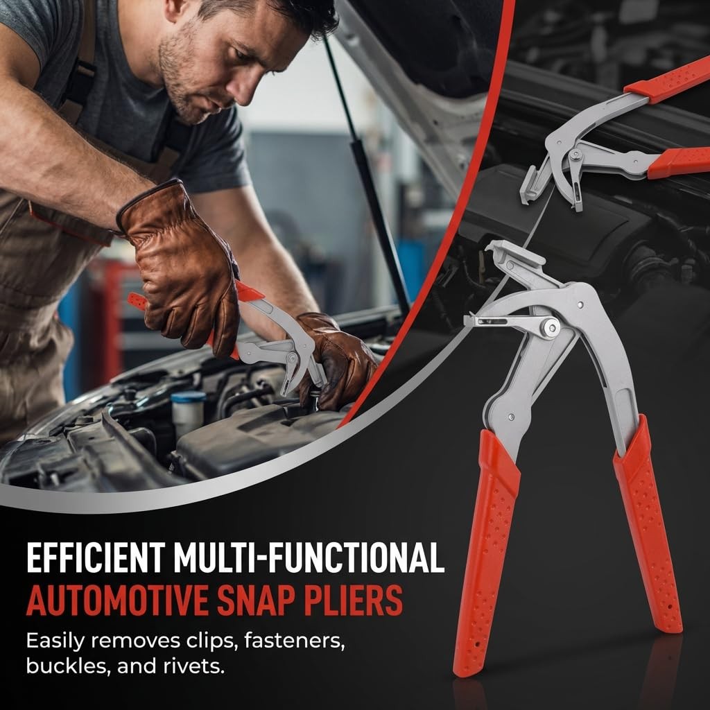 Car Clip Pliers, Spring-Loaded Panel Removal Pliers Tool, XXL, Red