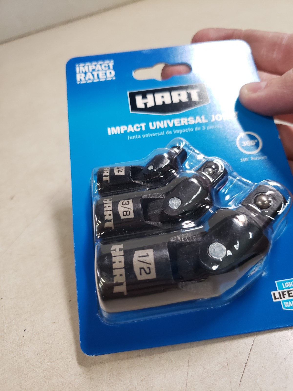 HART 3-Piece IMPACT UNIVERSAL JOINT 1/4″ 3/8″ 1/2″ Rotates 360° Socket Wrenches
