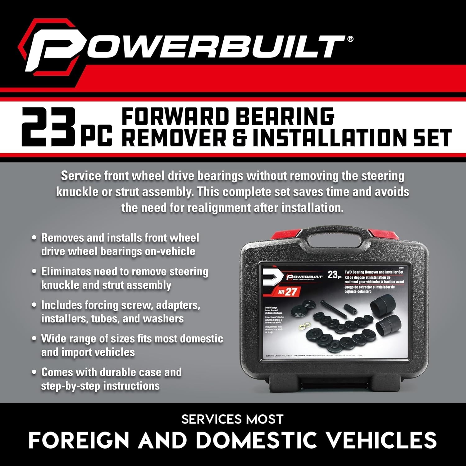 23-Piece Front Wheel Drive Bearing Tool Set