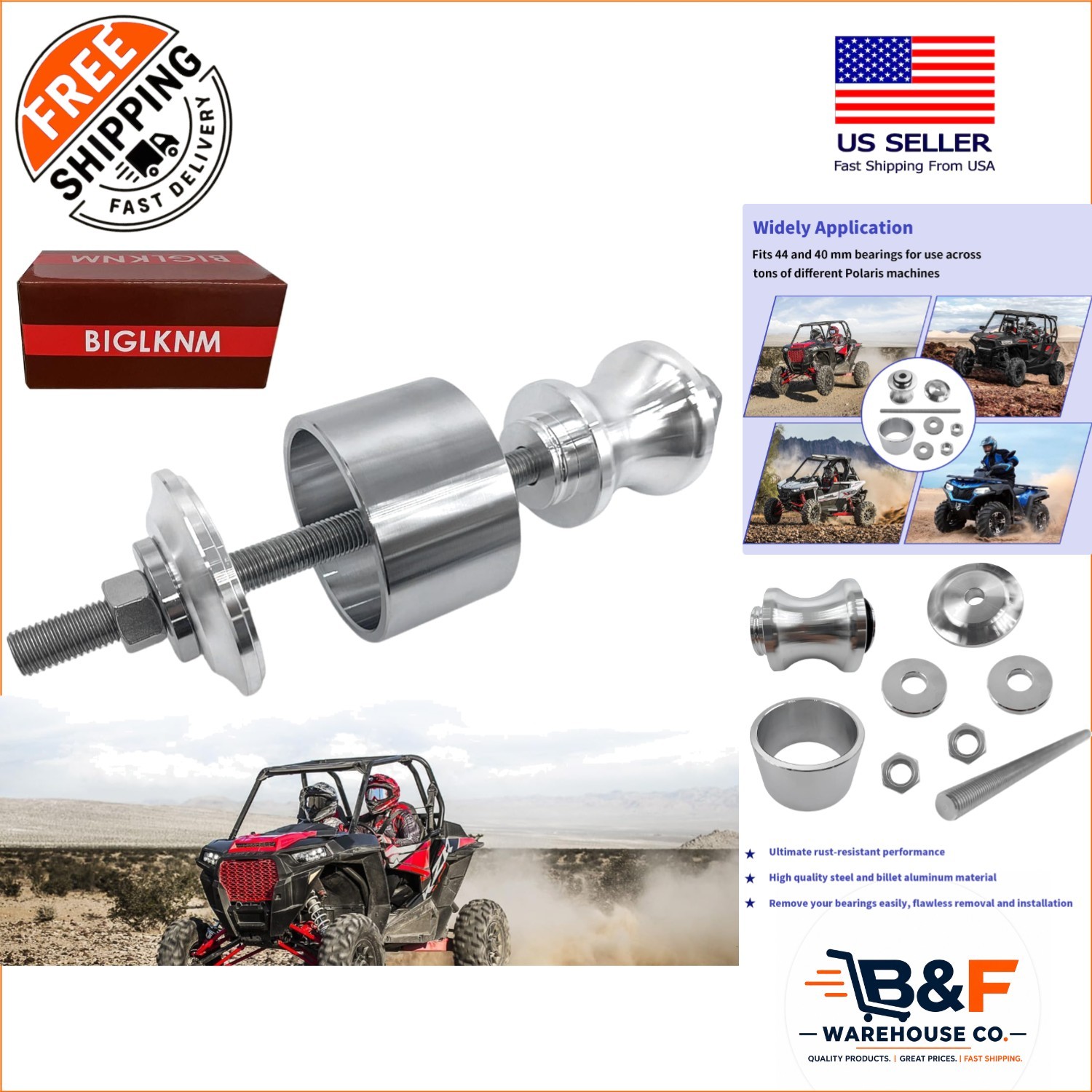 Polaris Wheel Bearing Removal Tool for 40mm & 44mm Bearings – Easy Installation