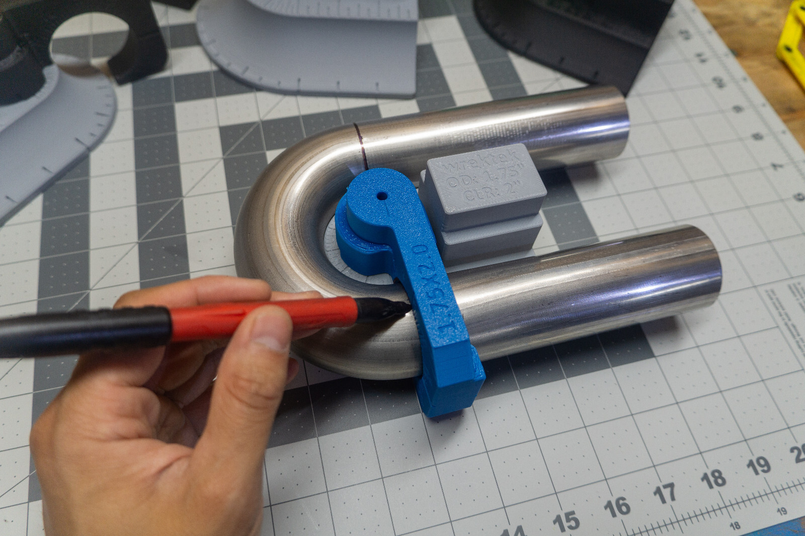 1.75” OD x 2.5” CLR Mandrel Bend Tube Protractor / U Bend Cut Angle Finder Tool